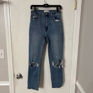 Abercrombie & Fitch Curve Love The Ankle Straight Ultra High Rise Jean